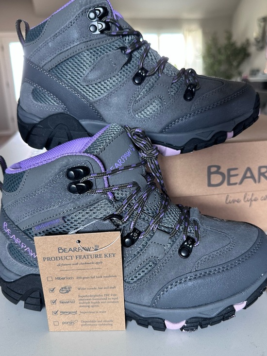 BearPaw Shoes - BearPaw Corsica Waterproof Gray and Purple Women's Trail Boots